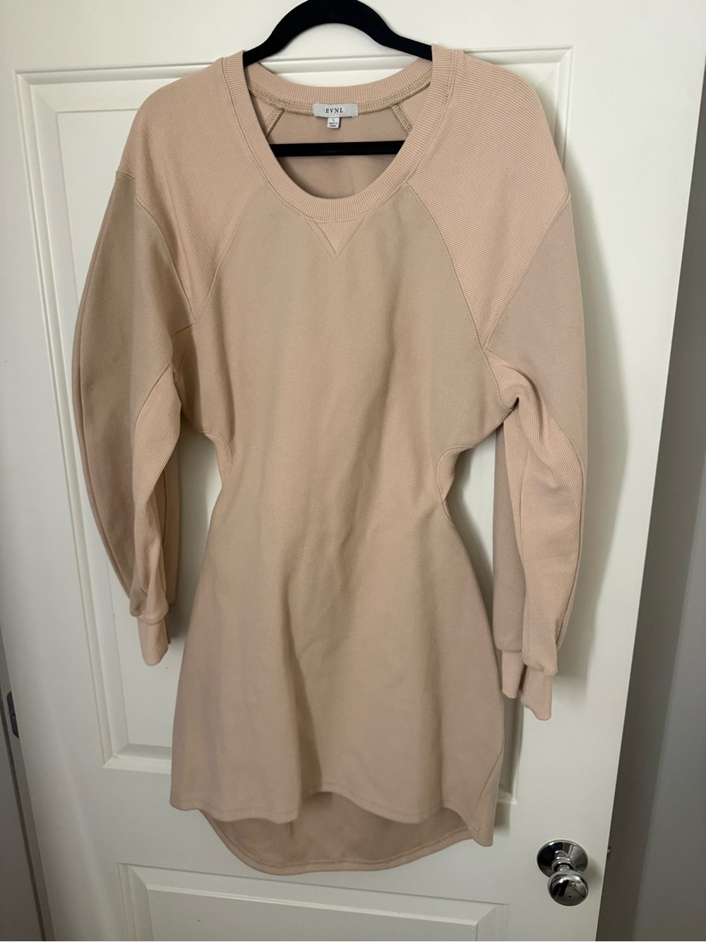 EVNL Beige/Taupe Cutout Back Sweatshirt Dress – Size L